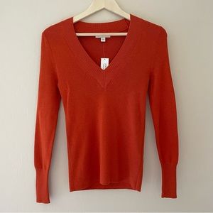 Banana Republic Deep Orange V Neck Sweater Knit XS